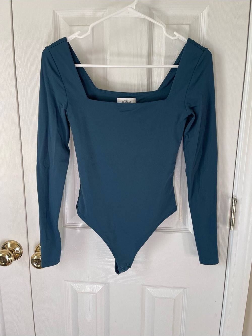 Babaton Aritzia Contour Square-Neck Bodysuit in Deep Blue-Green